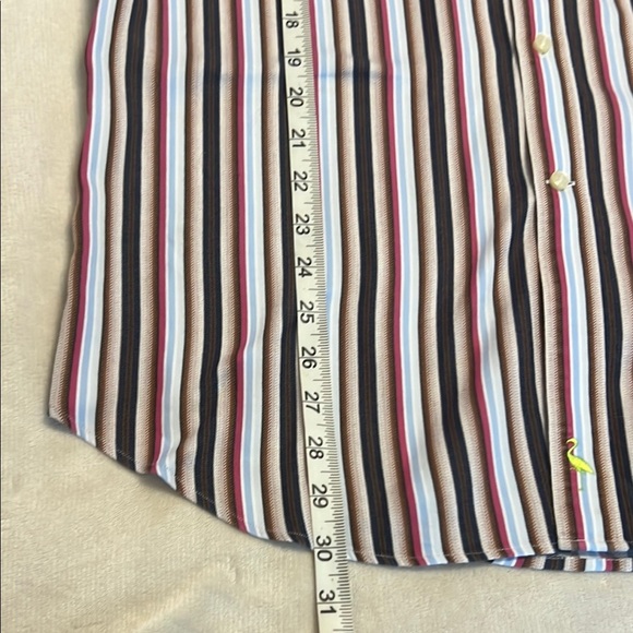 Men’s Tailorbyrd sz L Colourful Striped Button Down Brown Blue Pink - Picture 7 of 11